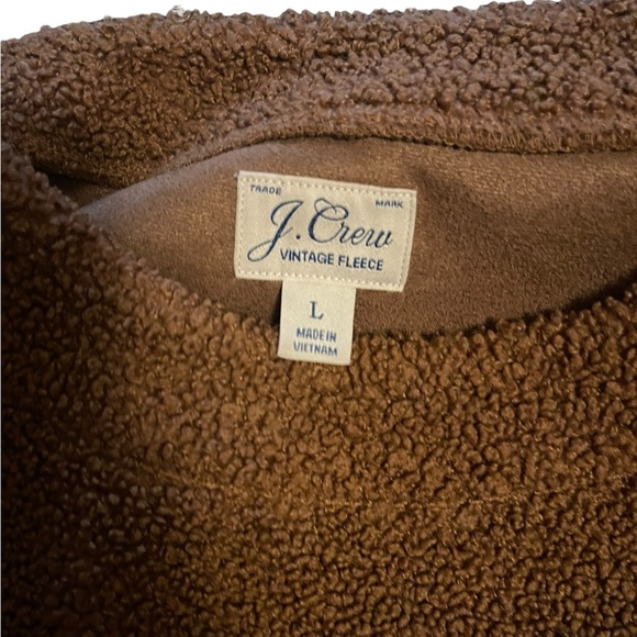 J.Crew Vintage Fleece brown teddy cropped crew neck sweater - Picture 4 of 6